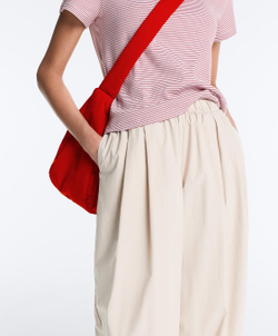 Oysho Зауженные брюки из 100% хлопка со складками, норка