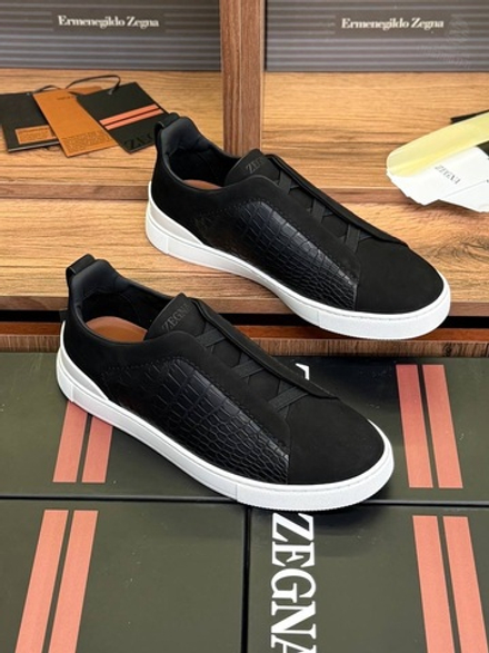 Кеды Zegna Triple Stitch с вставками кожи крокодила