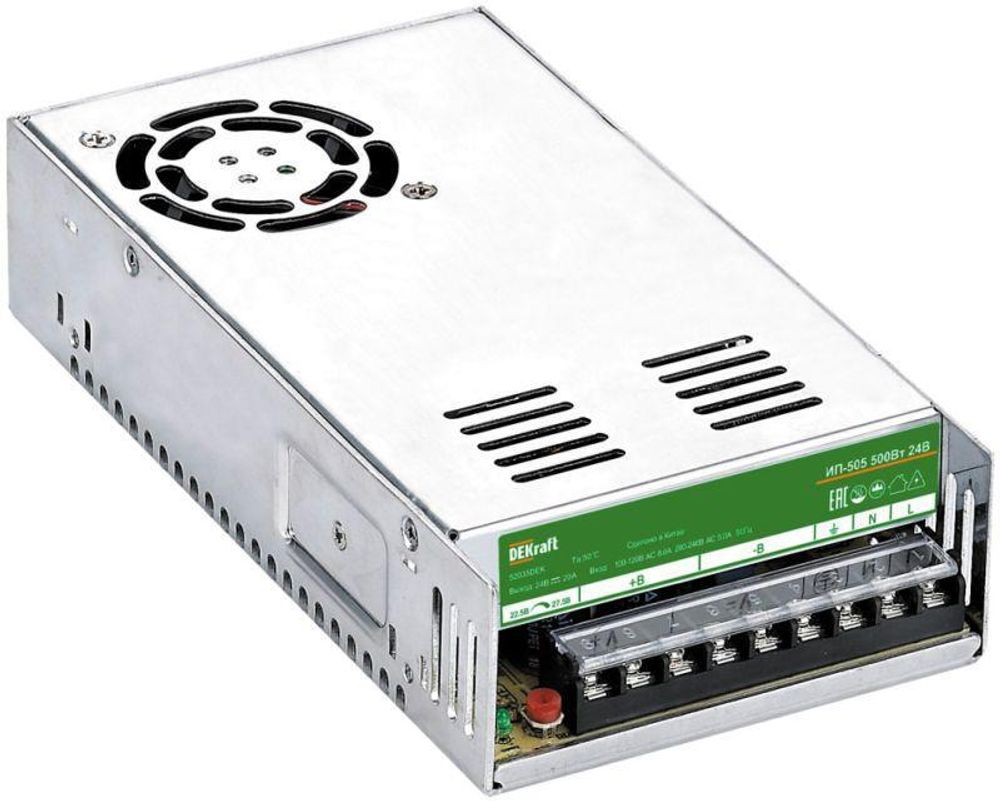Источник питания импульсный 2000Вт 24В 83А ИП-505 DEKraft 52044DEK Источник питания импульсный 2000Вт 24В 83А ИП-505 DEKraft 52044DEK