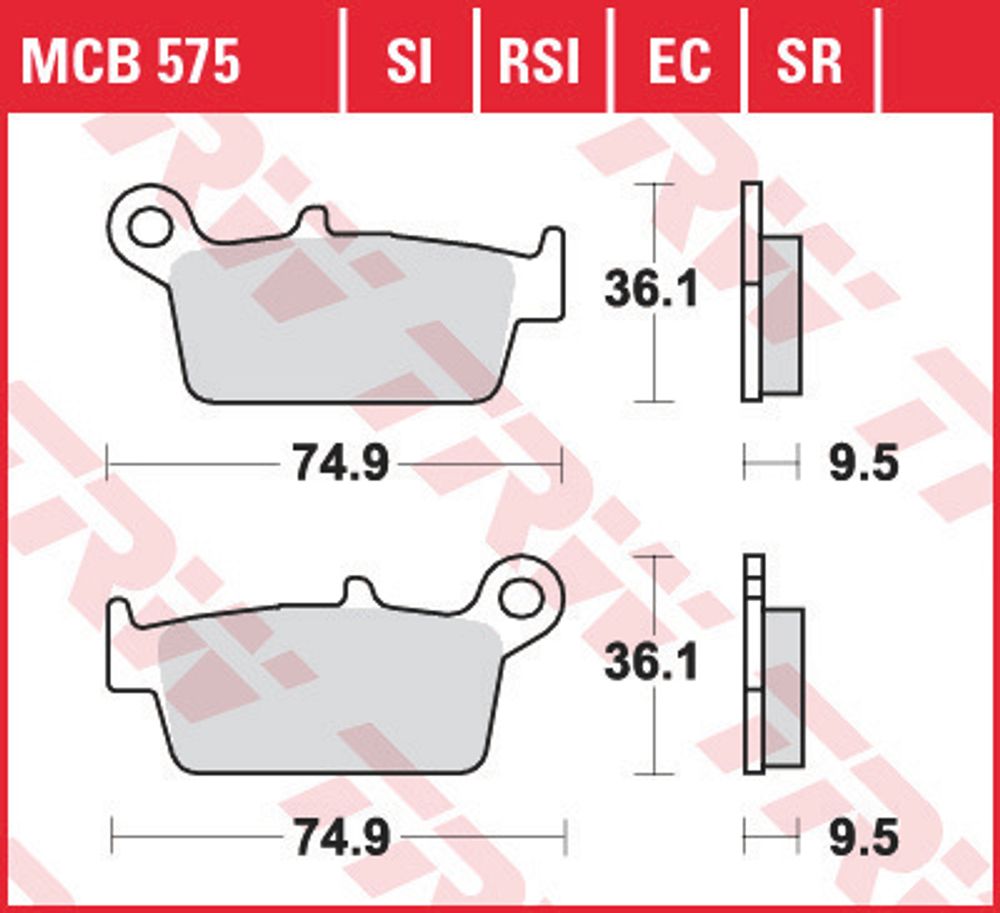 Колодки тормозные дисковые задние TRW MCB575SI
