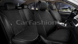 Накидки сидений ПОЛНЫЙ CarFashion (кт) -«SOTA PLUS» 22665 -Велюр черный/черный/шов серый