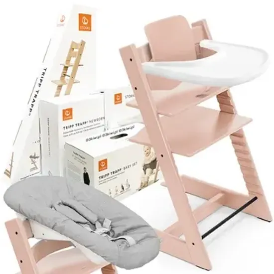 Стульчик для кормления STOKKE Tripp Trapp комплект 4 в 1 (Serene Pink)