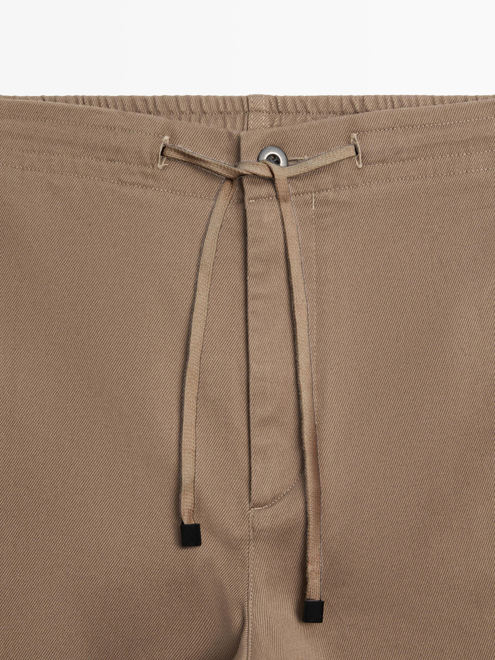 Massimo Dutti Брюки-джоггеры из смесовой хлопковой ткани, оливковый