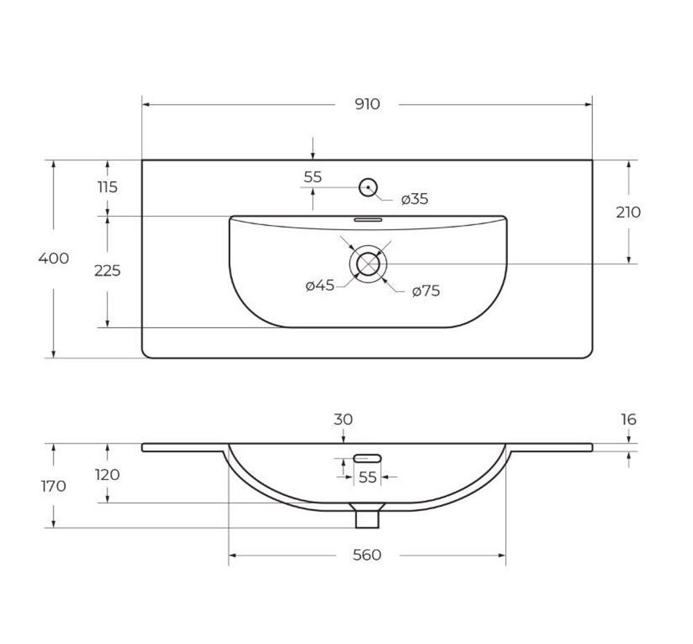 Тумба с раковиной подвесная BelBagno MARINO-CER-MINI-900-2C-SO-RR-P Rovere Rustico, раковина белая BB-8099-3-90