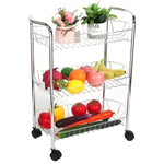 Этажерка 3-х ярусная на колесах, прямоугольная, металл, KD93-7374