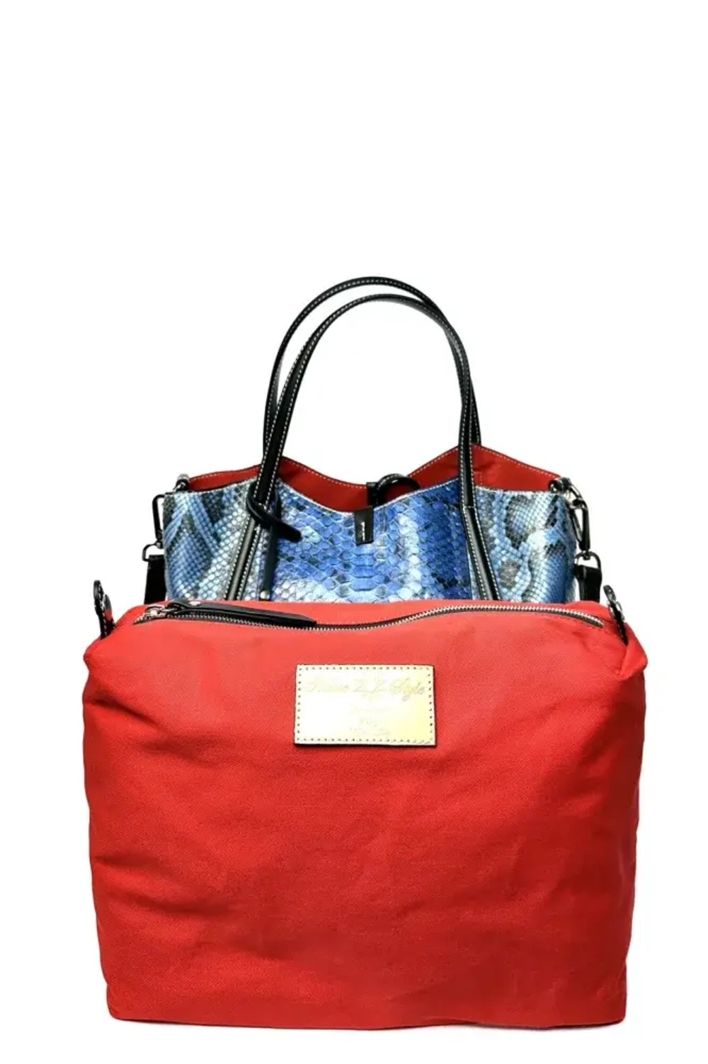 Сумка из натурального питона сине-голубого цвета