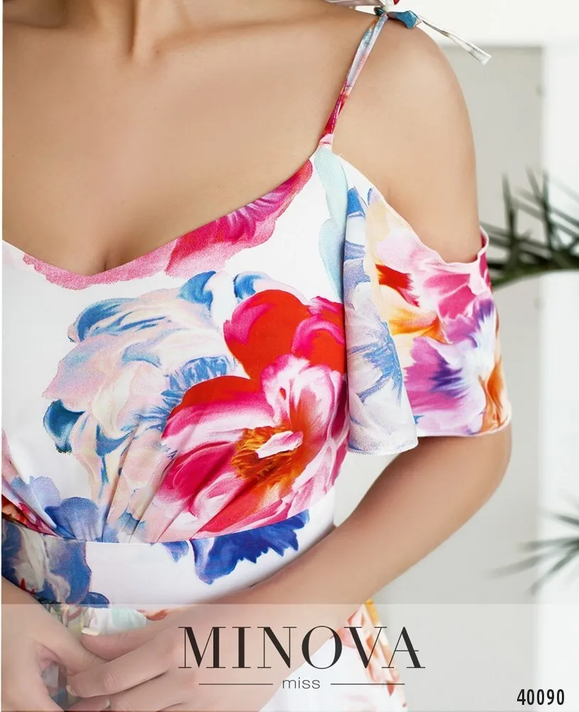 Платье 3145-белый-с-цветами Minova