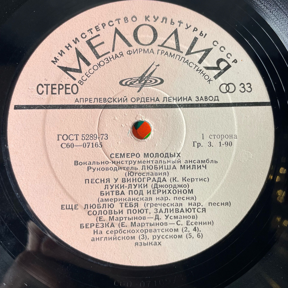 Винтажная виниловая пластинка LP Цыганские Песни, Семеро Молодых (СССР 1976)