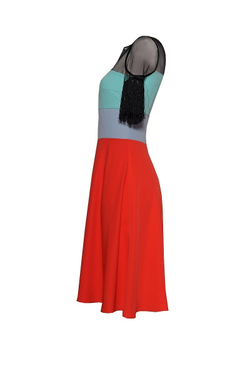 Многоцветное платье с юбкой трапеция 09-16SS