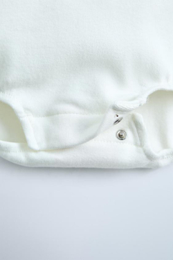 ZARA БОДИ С ВЫШИВКОЙ НА ВОРОТНИКЕ, ЖЕЛТОВАТО-БЕЛЫЙ