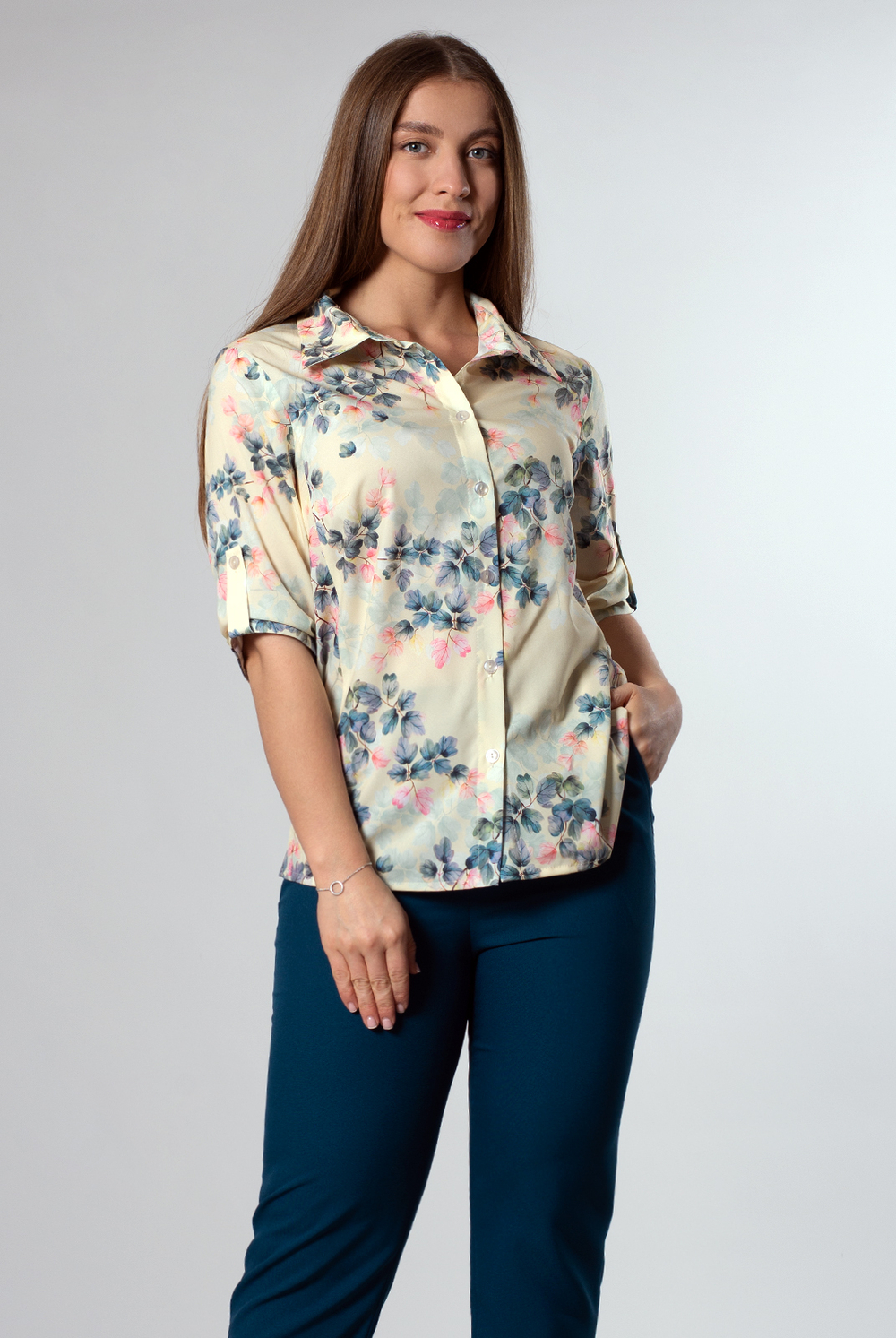 Блузка женская 2330ЮП, Цветы #176Цг092330ЮП