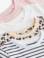 Футболка для девочки Next 729-823, 4 шт., Розовый, Белый, Молочный