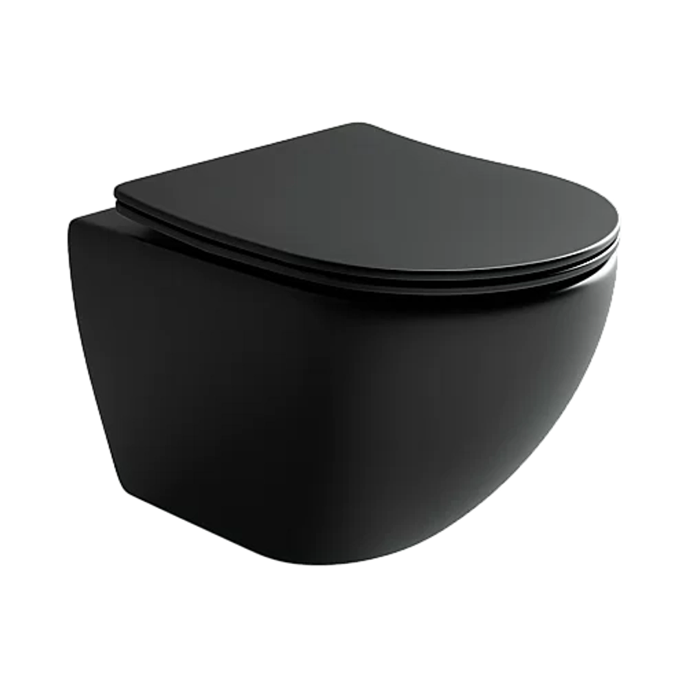 Унитаз подвесной Ceramica Nova Metropol CN4002MB_1002M_1000 черный матовый, безободковый, с крышкой микролифт, с инсталляцией и кнопкой хром матовой