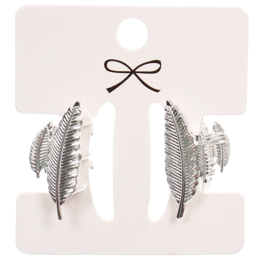 Заколки - крабы для волос на блистере 2шт «КАСКАДА», листики, цвет золото и серебро, 2.5*2см (пакет с подвесом)