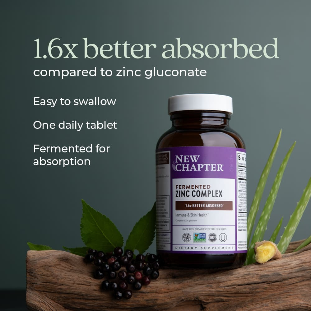 New Chapter, комплекс ферментированного цинка, 60 вегетарианских таблеток