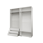 Распашной четырехсекционный шкаф Мори - 8 (с 3 ящиками) Белый Снег 8685 BS  210*50*240