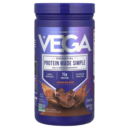 Vega, Essential Protein Made Simple, растительный протеин, со вкусом шоколада, 271 г (9,6 унции)