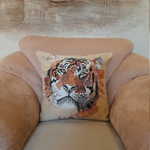 Гобеленовая наволочка для декоративной подушки Тигр Акварель 47х47