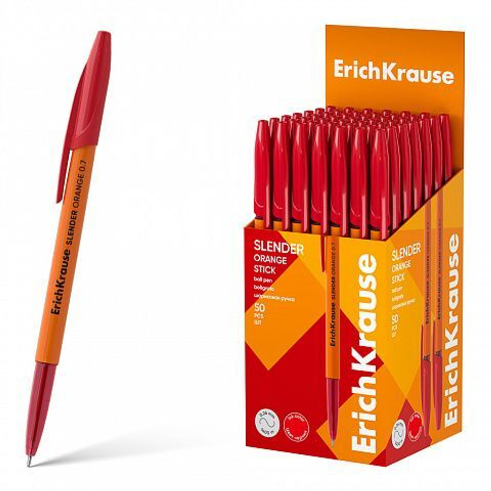 Ручка шар. EK Slender Stick Orange 0.7, Super Glide Technology, цвет чернил красный