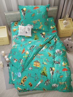 Наволочка комплект 2шт перкаль Сказка "Веселая азбука" 50x70 см на молнии