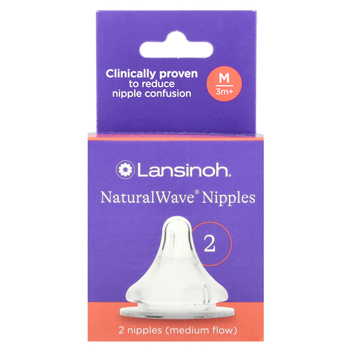 Lansinoh, NaturalWave®, соски от 3 месяцев, средний поток, 2 соски