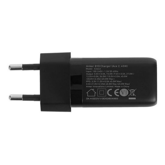 Сетевое зарядное устройство Anker 313 USB-C 45W (A2643G11) Black