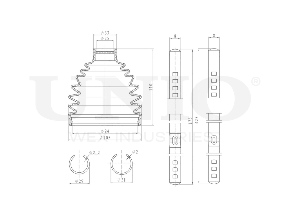 Пыльник ШРУСа (к-т) UNIO DUC-30047K
