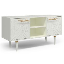Тумба под ТВ Арт Колор leaves 117см Классик Голд Белый опал