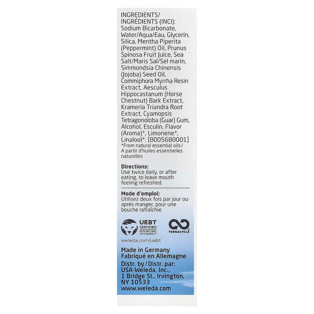 Weleda, Oral Care, солевая зубная паста, без фторидов, со вкусом перечной мяты, 75 мл (2,5 жидк. унции)