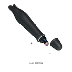 Чёрный миниатюрный вибромассажер Edward с усиками - 14,5 см. (Цвет: черный)