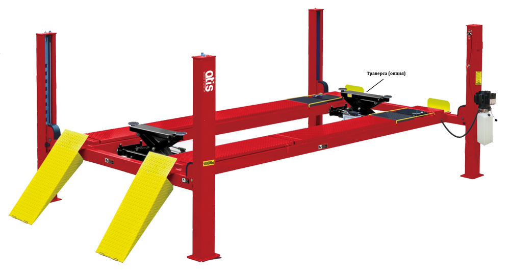 A465AE Подъемник четырехстоечный, 6,5 т., под 3D сход-развал с увеличенной длинной платформы (Красный)