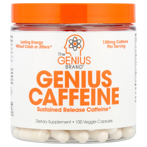 The Genius Brand, Genius Caffeine, 100 мг, 100 растительных капсул