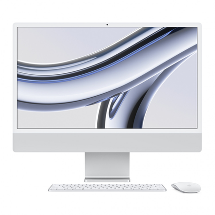Моноблок Apple iMac 24" 2023 (M3 CPU 8-Core, GPU 10-Core, 8Gb, 256Gb) MQRJ3, Silver