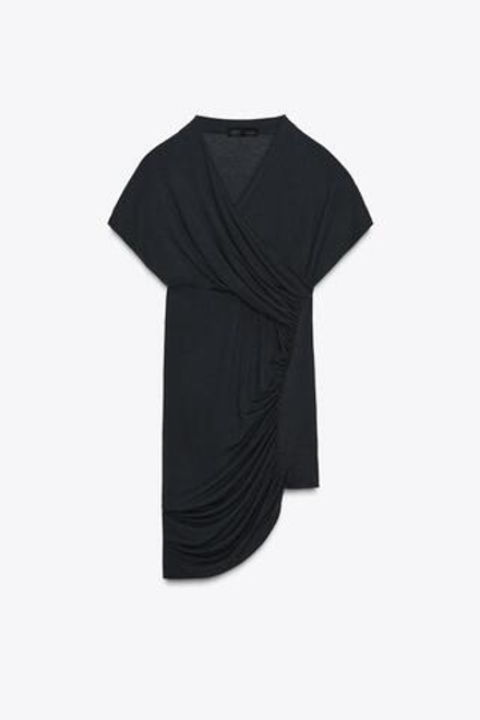 ZARA ТОП ИЗ МЯГКОГО МОДАЛА НА ЗАПÁХЕ, ТЕМНЫЙ АНТРАЦИТ