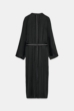 ZARA ПЛАТЬЕ-ТУНИКА С ОТДЕЛОЧНОЙ СТРОЧКОЙ ZW COLLECTION, ЧЕРНЫЙ