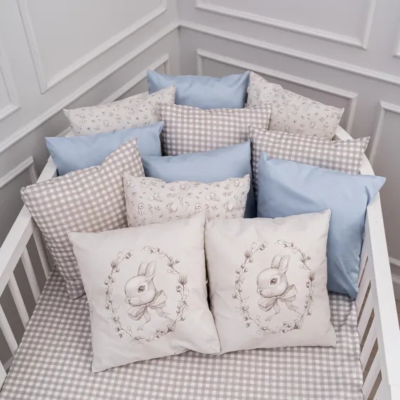 Комплект постельного белья Lollycottons Кролик Лаппин универсальный 6 предметов, Голубой