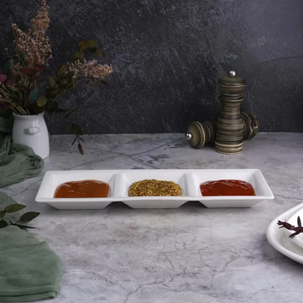 Менажница 30,8*11 см h2,5 см 3 отделения белая фарфор NEW P.L. Proff Cuisine [6]