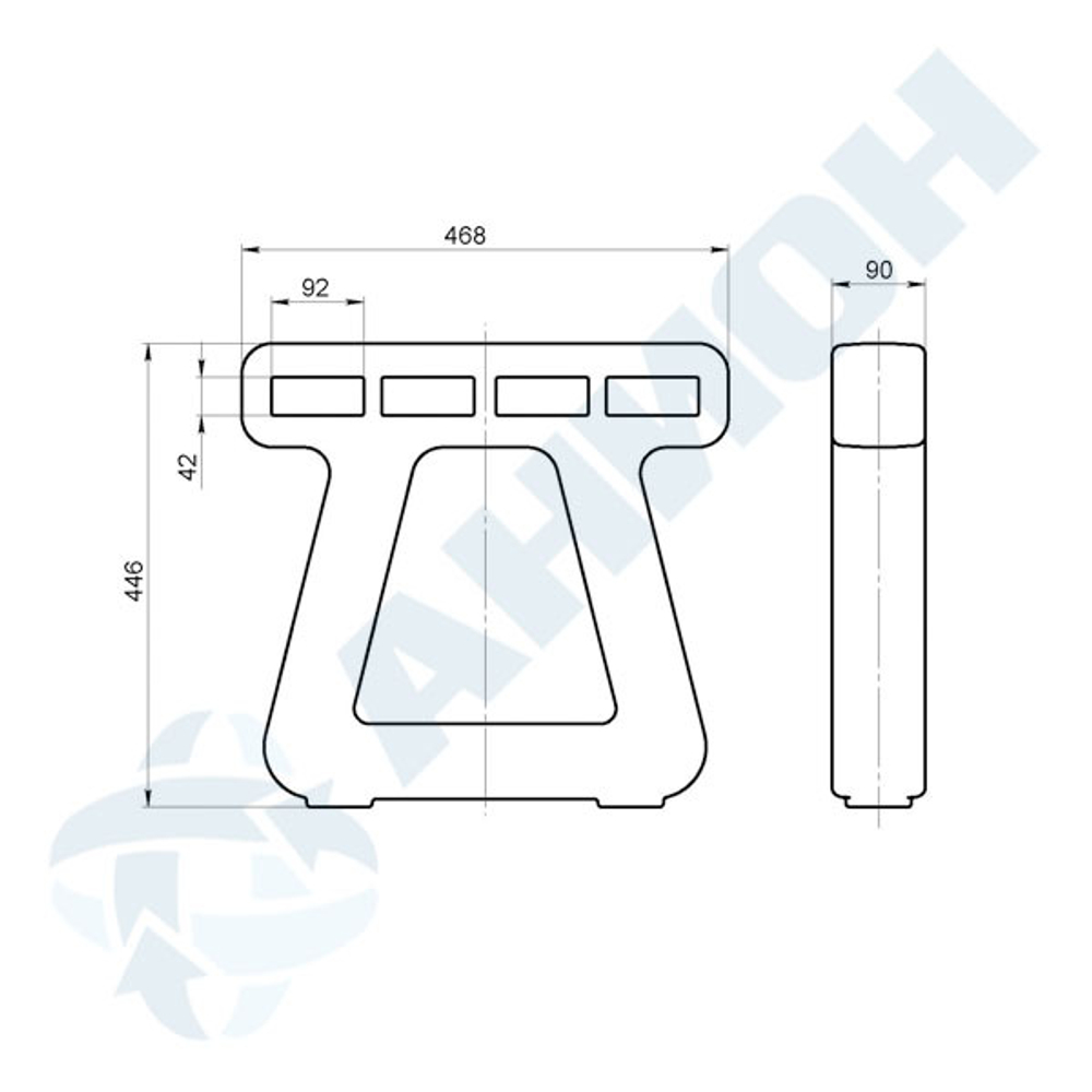 ПЭСКБ (Табурет, скамья без спинки) Анион(180x468x446см;зеленый) - арт.559538