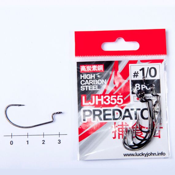 Крючки офсетные Lucky John PREDATOR LJH355 №1/0, 8 шт.
