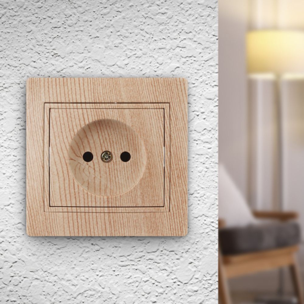 1-201-11 Intro Розетка 2P, 16А-250В, IP20, СУ, Plano, сосна | Intro Plano Сосна