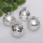 Новогодние шары 6 см (набор 4 шт) «Снежная дымка», Серебро