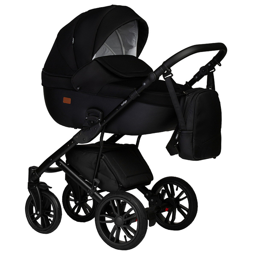 Детская коляска Indigo Mio S 2 в 1 02 черная кожа+черный