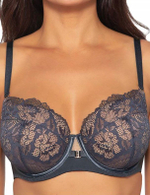 Стильный бюстгальтер на косточках plus size с кружевом (Размер: 85J) (Цвет: черный)