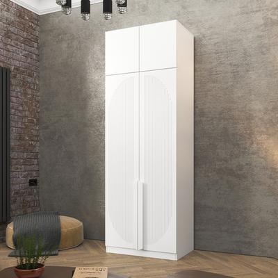 Шкаф Агератум МДФ двухсекционный с антресолью в белой эмали - Белый Фасадный 0101  90*60*240