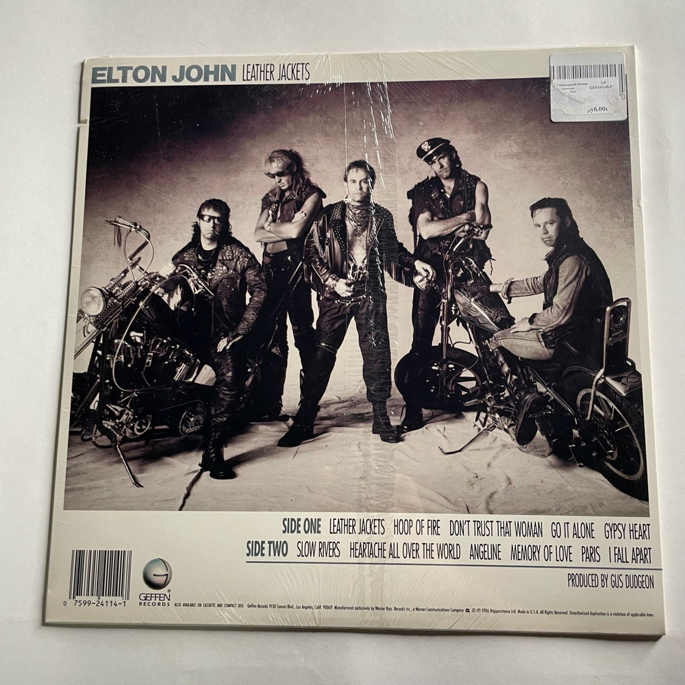 Винтажная виниловая пластинка LP Elton John Leather Jackets (США 1986) (Запечатан)