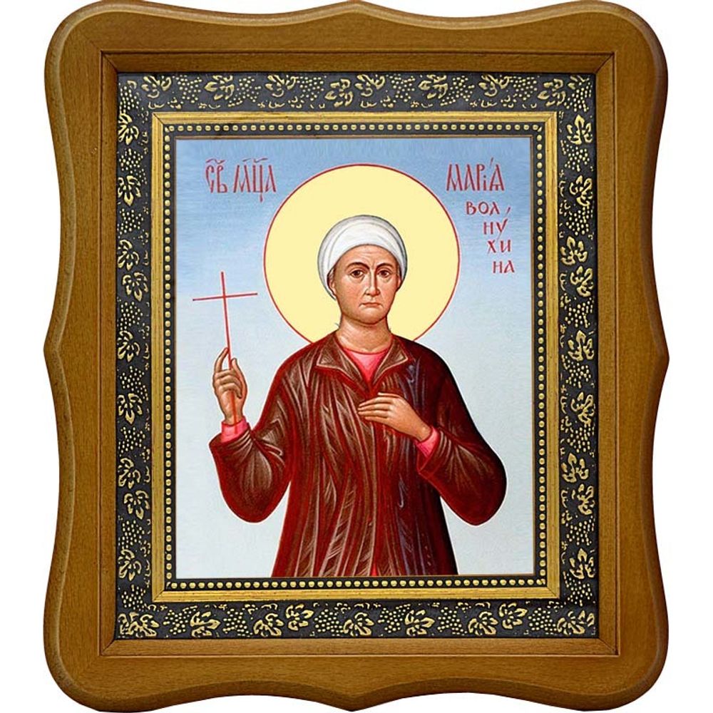 Мария Московская (Волнухина) мученица. Икона на холсте. В киоте 15 х 18 см.