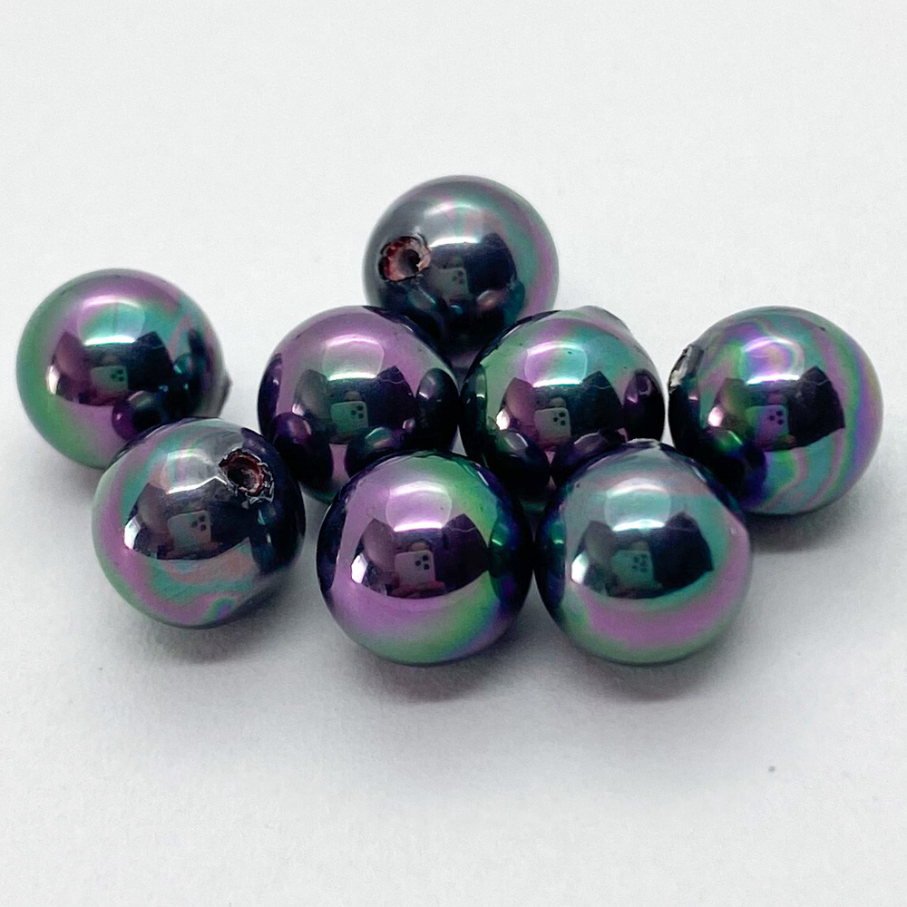 "Майорка" полупросверленная, цвет черный АВ, 8 мм, цена за 1 шт