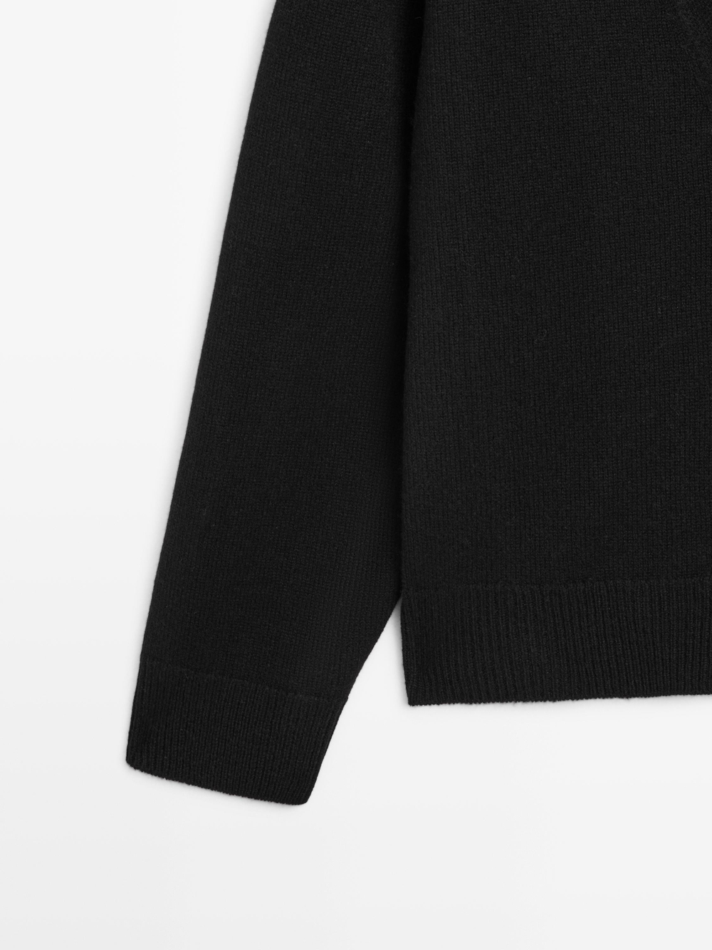 Massimo Dutti Кардиган из смесовой шерсти с V-образным вырезом, черный