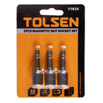 TOLSEN (TT77825) Набор головок для шуруповерта шестигранных 1/4", 10 мм, 48 мм, магнитных, 3 предмета