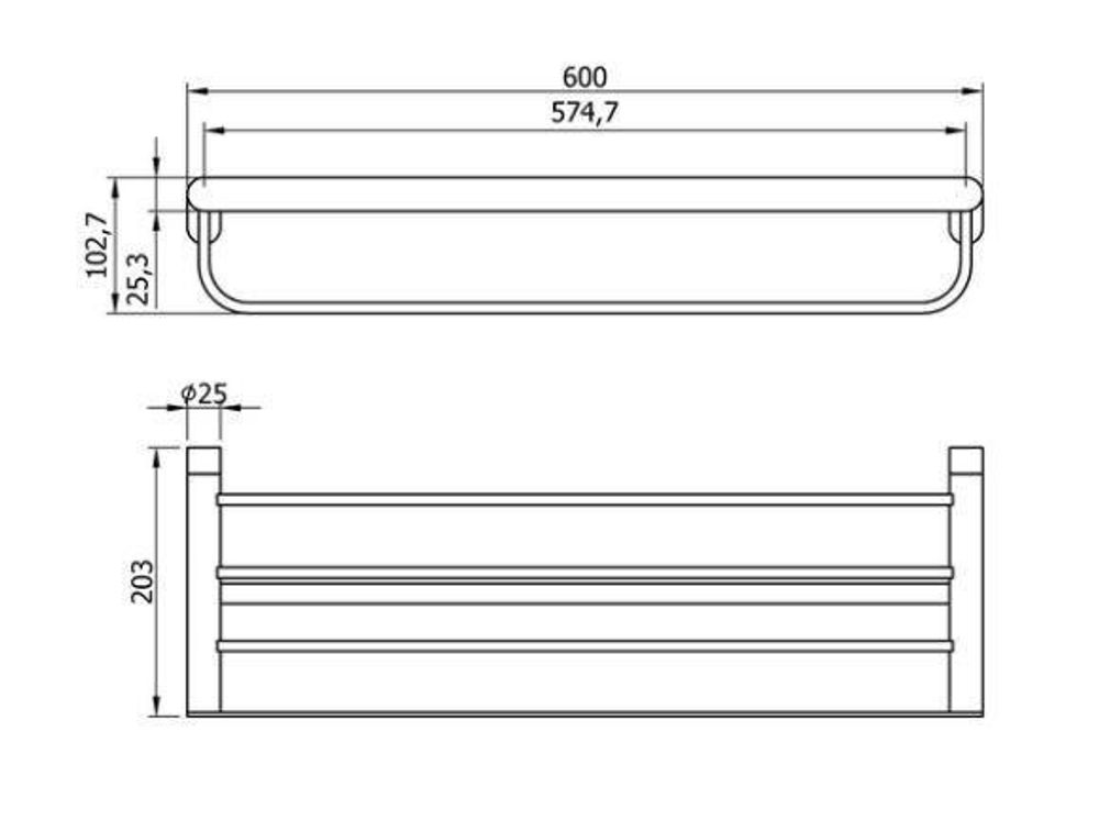 Полка для полотенец 600 мм нерж. сталь VERONA 16843.B глянцевый